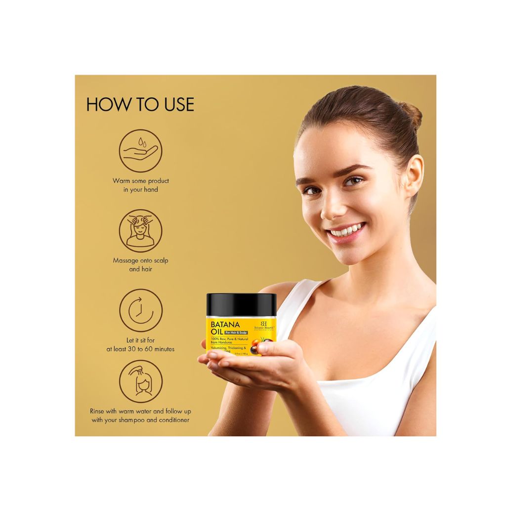 Botanic Hearth Batana Oil for Hair Growth | Batana Butter 100gm |Natural, Unrefined & Organic, Sourced from Honduras - Enhances Hair Thickness, Prevents Hair Loss, Repairs Damaged Hair for Men & Women