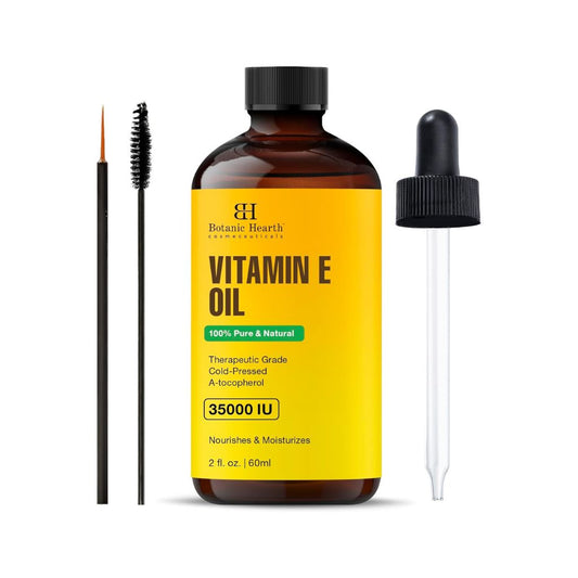 Botanic Hearth Vitamin E Oil | 100% Pure And Natural Oil For Growth Of Nails, Hair, Eyebrows & Eyelashes | 35,000 Iu | Hair & Body Oil With Eyebrow & Eyelash Brush|