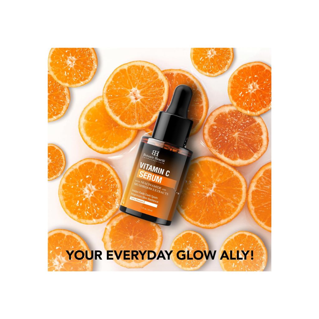 Botanic Hearth 15% Vitamin C Face Serum with Niacinamide, Hyaluronic Acid, Allantoin, Cica, Ferulic Acid & Vitamin E | Targets Dark Spots, Sun Damage, Wrinkles to Brighten & Even Tone Skin| 1fl oz