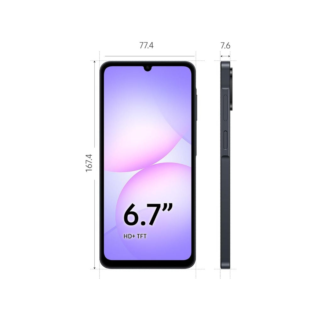 Samsung Galaxy A07 LTE, Android Smartphone, 64GB Storage, 4GB RAM, Black