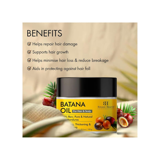 Botanic Hearth Batana Oil for Hair Growth | Batana Butter 100gm |Natural, Unrefined & Organic, Sourced from Honduras - Enhances Hair Thickness, Prevents Hair Loss, Repairs Damaged Hair for Men & Women
