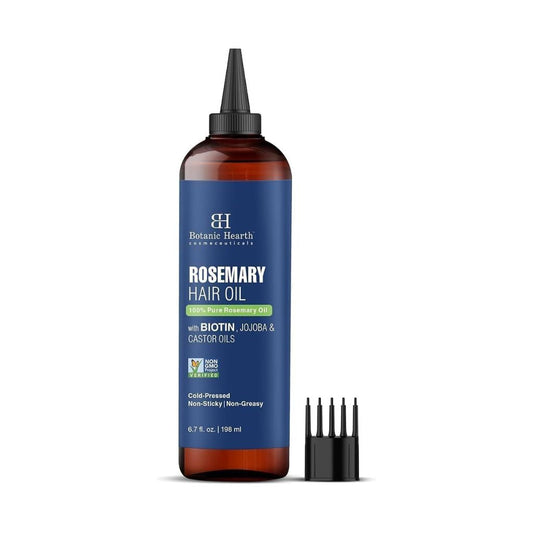Botanic Hearth 100% Pure Rosemary Oil For Hair Growth | 198 ML | Infused With Biotin, Jojoba & castor Oil | Hair strengthening Treatment | Nourishing & Volumizing | Non GMO Verified