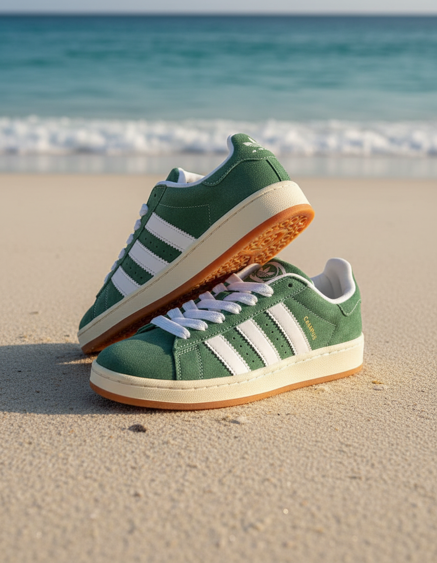 Adidas Campus sneakers on beach
